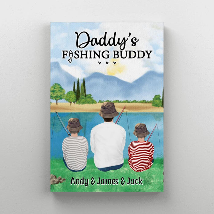 Daddy's Fishing Buddy - Personalized Gifts Custom Fishing Canvas for Kids for Dad, Fishing Lovers