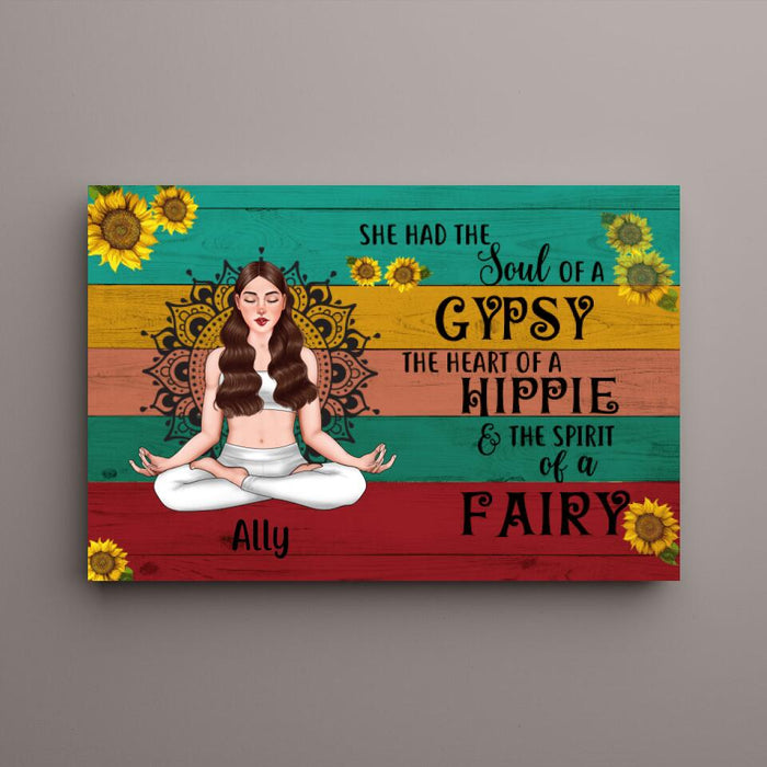 Personalized Canvas, She Had The Soul Of A Gypsy, Gift For Hippie, Yoga Fans