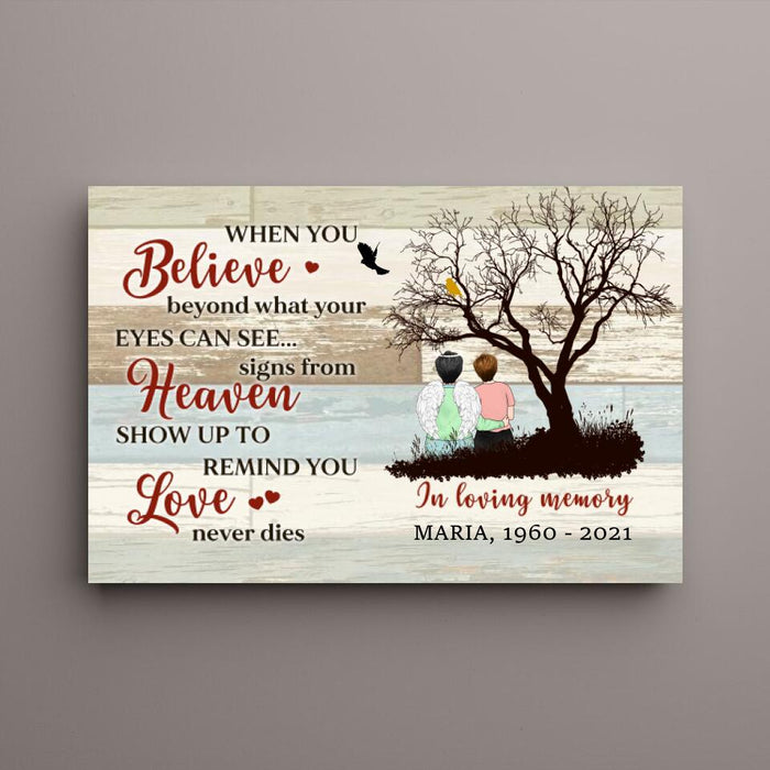 Personalized Canvas, In Loving Memory, Love Never Dies, Memorial Gifts For Lost Of Mom, Remembrance Gifts