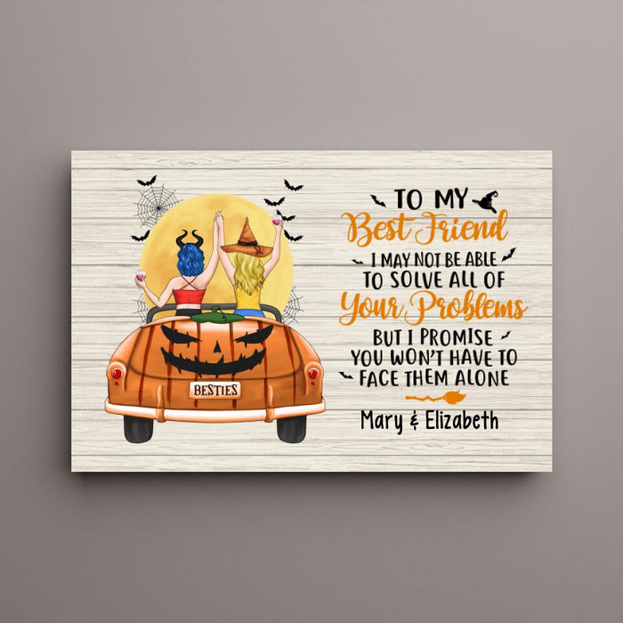 Personalized Canvas, To My Best Friend, Girls In Car, Halloween Theme, Halloween Gift For Sisters, Best Friends