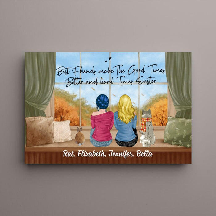 Personalized Canvas, Gift For Dog Lovers, Cat Lovers, Rabbit Lovers, Fall Gift For Sisters Best Friends