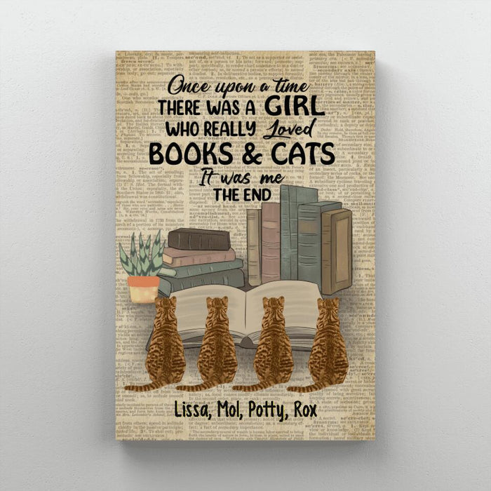 Personalized Canvas/Poster, A Girl Who Loved Books And Cats, Gift For Book And Cat Lovers