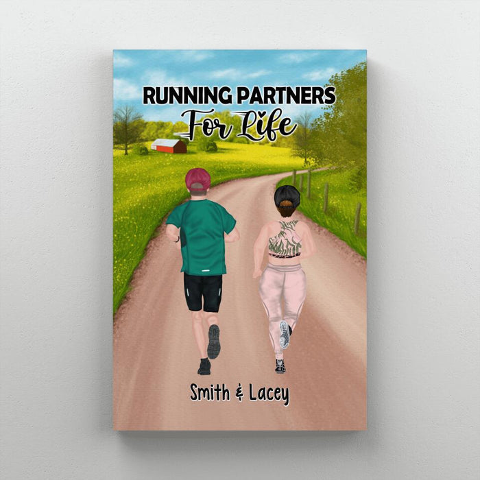 Personalized Canvas, Running Partners For Life, Gift For Running Couple And Friends