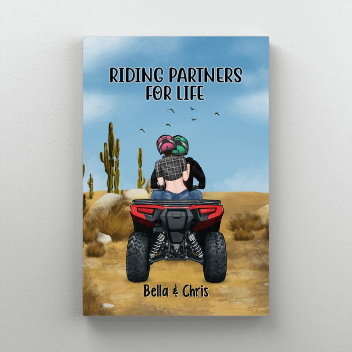 Personalized Canvas, All-Terrain Vehicle Riding Partners, Gift for ATV Quad Bike Couples