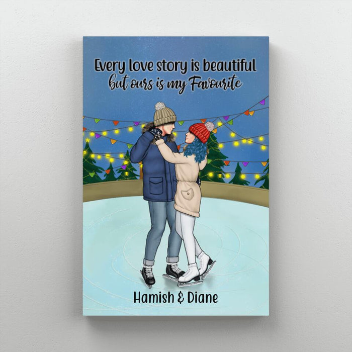 Every Love Story Is Beautiful - Personalized Gifts Custom Ice Skating Canvas/Poster For Couples, Ice Skating Gifts