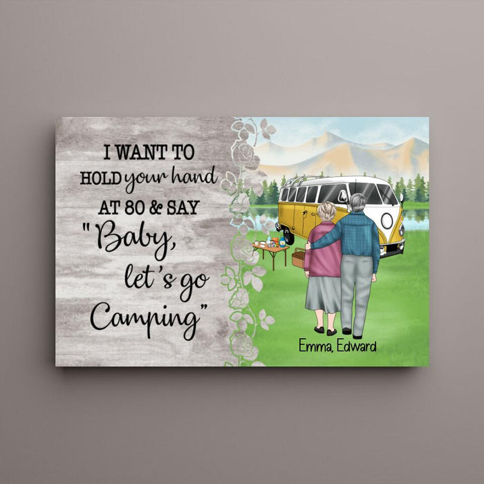 Personalized Canvas, Old Couple Camping, Baby Let's Go Camping, Gift for Camping Lovers