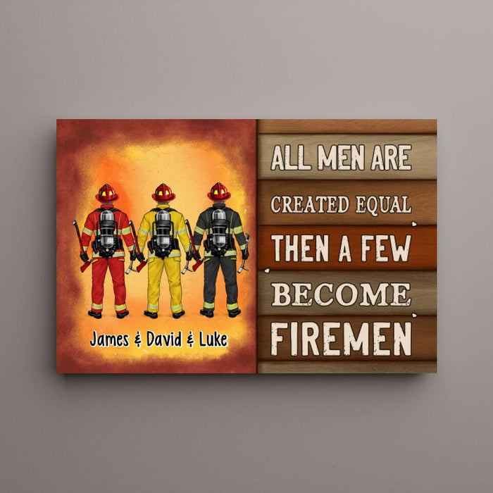 Personalized Canvas, Saving Lives Together - Firefighter Couple And Friends Gift, Custom Wall Art Decor