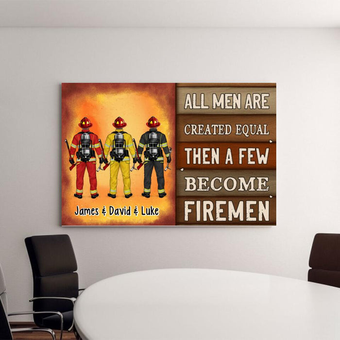 Personalized Canvas, Saving Lives Together - Firefighter Couple And Friends Gift, Custom Wall Art Decor