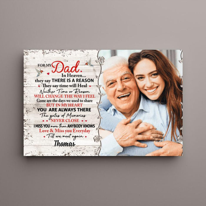 For My Dad in Heaven - Personalized Photo Upload Gifts, Custom Memorial Canvas for Dad, Memorial Gifts