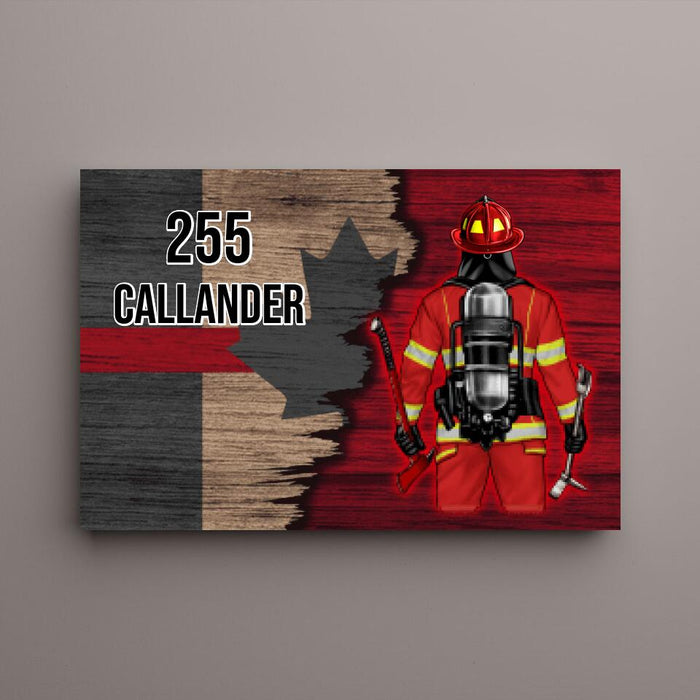 Personalized Canvas, Half Flag Canadian Firefighter Man/Woman, Gift For Firefighter Lovers