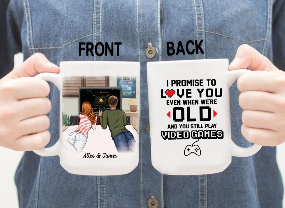 Gaming Partner I Promise To Love You Even When We're Old -  Personalized Mug For Family, Couples, Games