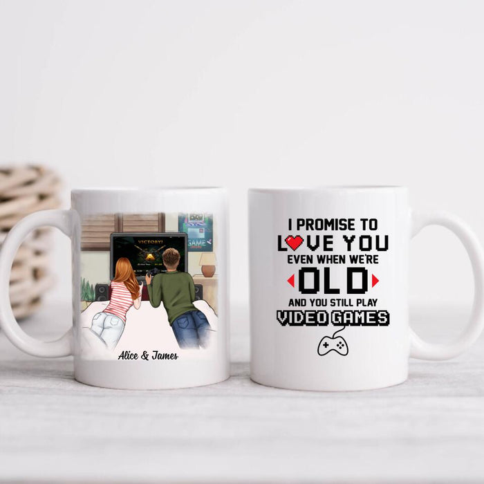 Gaming Partner I Promise To Love You Even When We're Old -  Personalized Mug For Family, Couples, Games