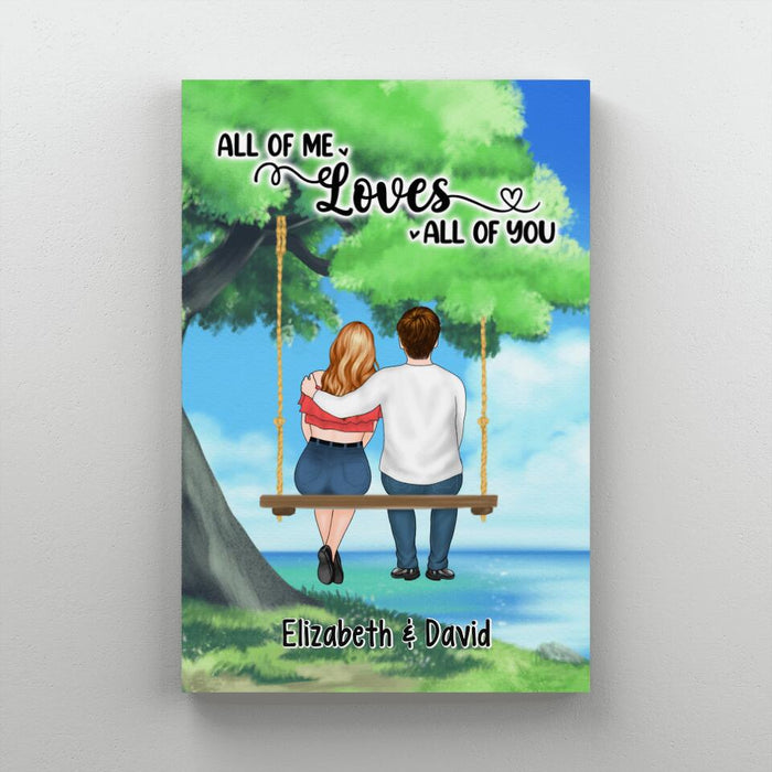 Personalized Canvas, Couple And Kid Sitting On Tree Swing, Together We Built A Life We Love, Gift For Family, Couple, Gift For Her, Gift For Him