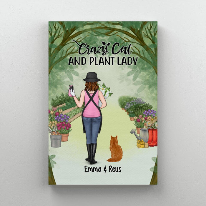 Personalized Canvas/Poster, Crazy Cat And Plant Lady, Gift For Gardeners And Cat Lovers