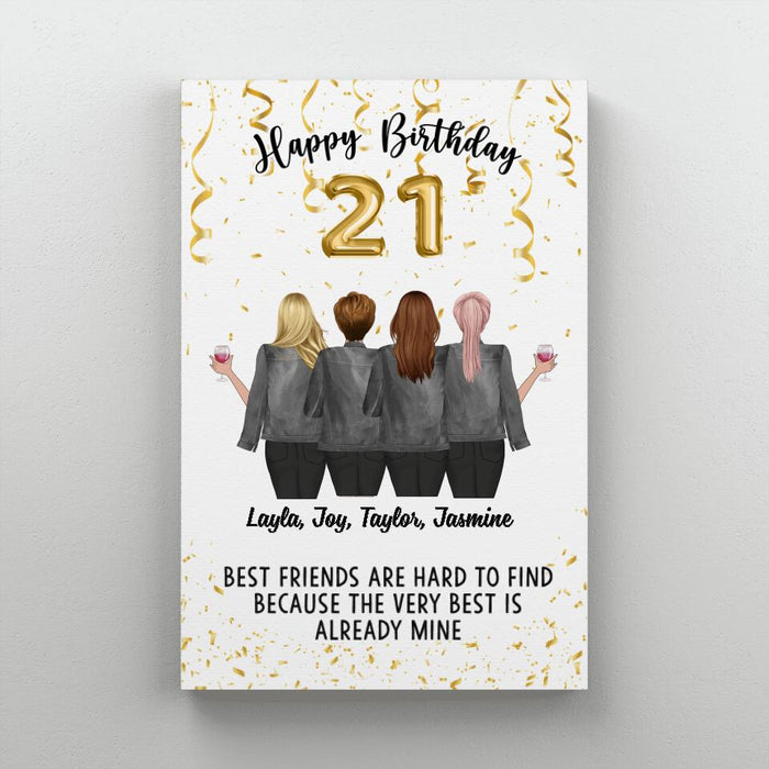 Happy Birthday To Bestie - Personalized Canvas For Friends, For Her, Birthday