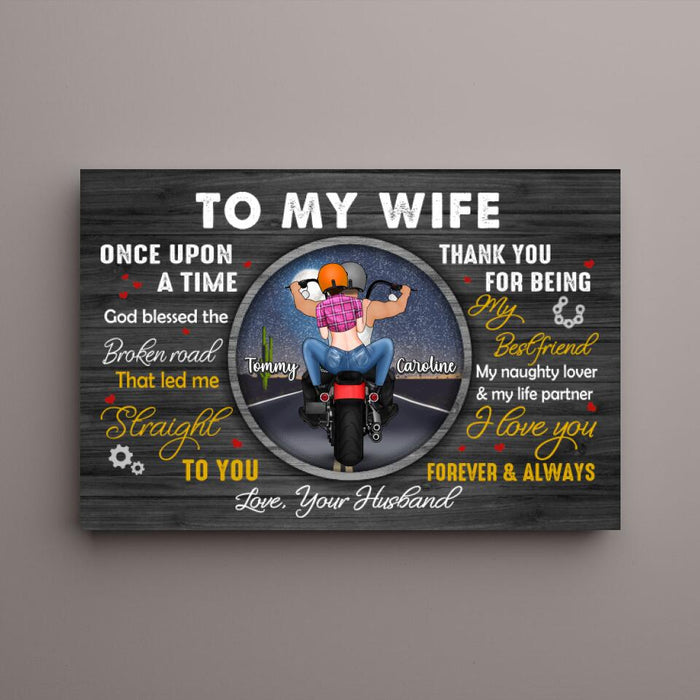 To My Wife Thank You For Being My Best Friend - Personalized Canvas For Him, For Her, Motorcycle Lovers