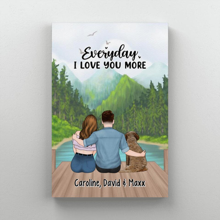 Everyday I Love You More - Personalized Canvas For Couples, For Him, Her, Dog Lover, Cat Lover