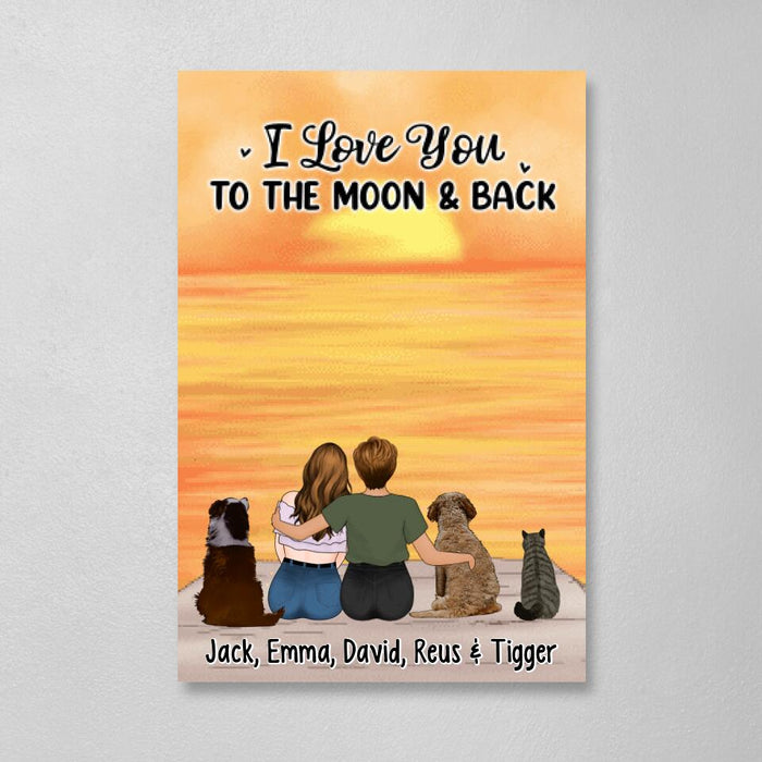 Love You To The Moon And Back - Personalized Canvas For Dog Lover, Cat Lover