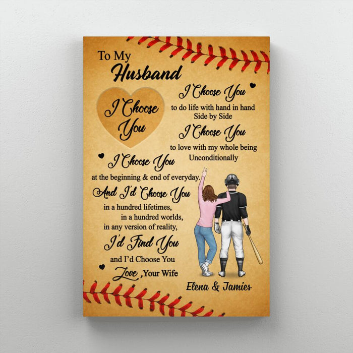 To My Husband - Personalized Gifts Custom Baseball Canvas for Couples, Baseball Lovers