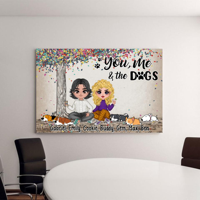 You, Me, and the Cats - Personalized Gifts Custom Canvas for Dog Mom and Dog Dad