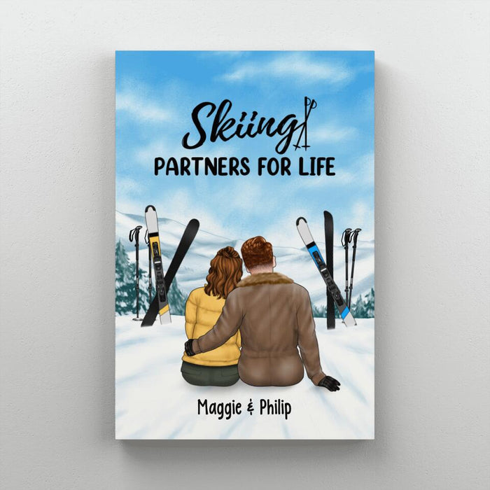 Skiing Partners For Life - Personalized Canvas For Couples, For Her, For Him, Skiing