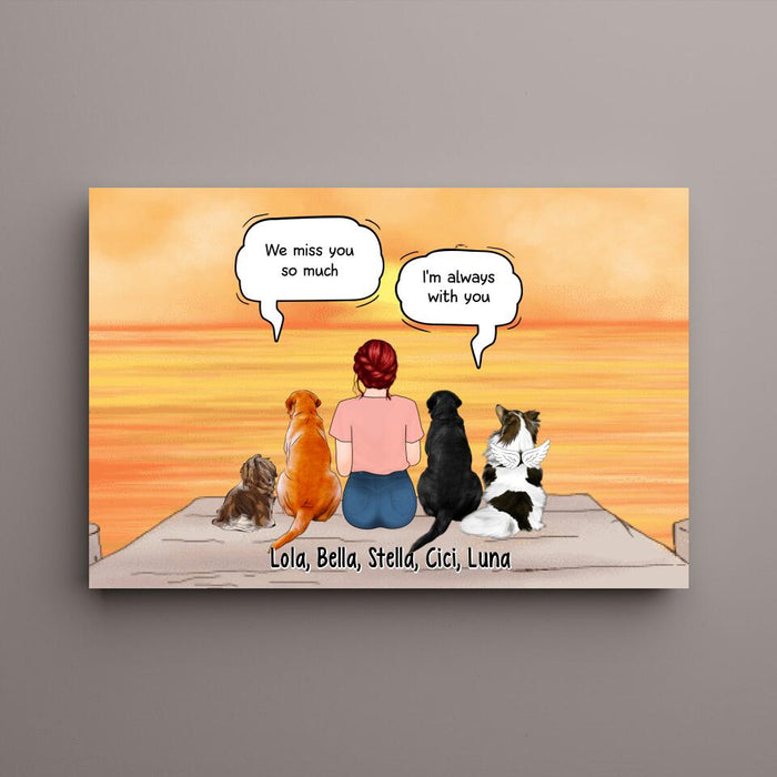 Up To 4 Dogs In Conversation With Dog Mom - Custom Canvas For Dog Mom, Memorial