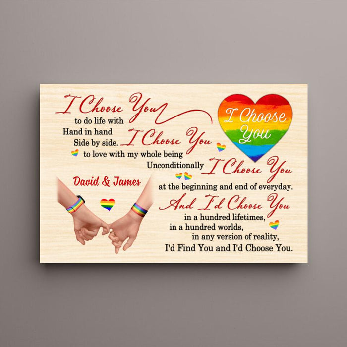 I Choose You To Do Life With - Personalized Canvas For Couples, For Him, For Her, LGBT