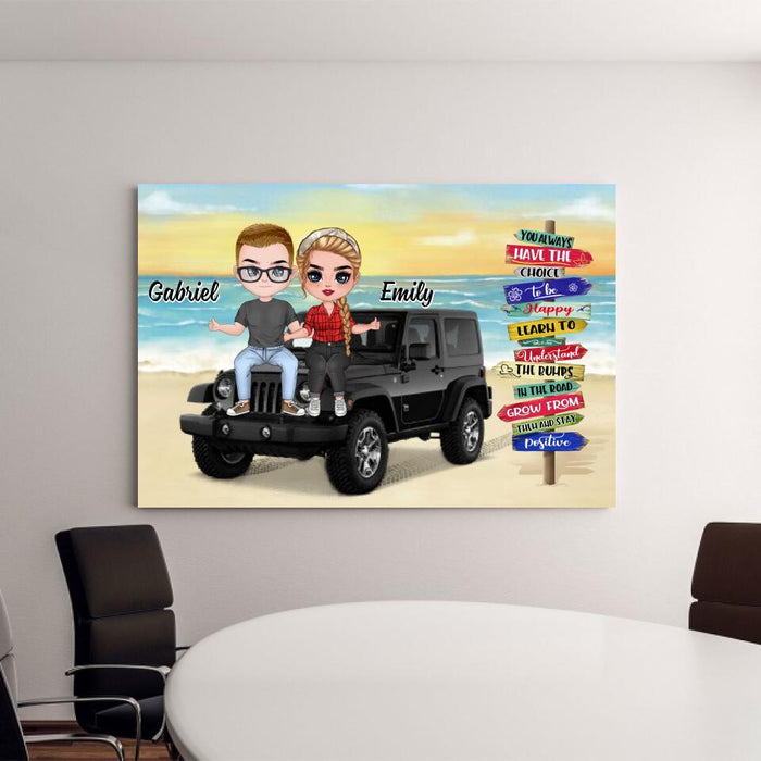 You Always Have The Choice To Be Happy - Personalized Canvas For Couples, Him, Her, Off-Road Lovers