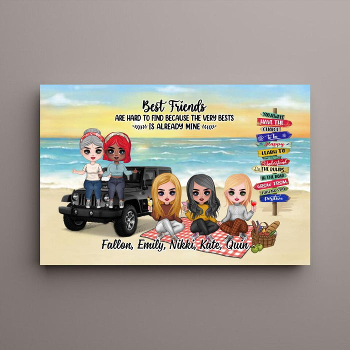 Up To 5 Chibi Best Friends Are Hard To Find - Personalized Canvas For Her, Friends, Off-Road Lovers