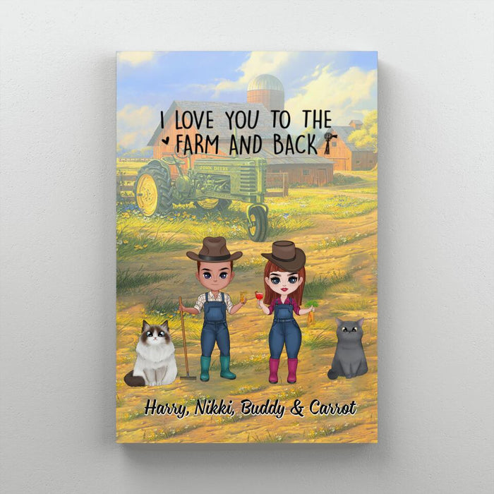 Up To 2 Cats I Love You To The Farm And Back - Personalized Canvas For Couples, Cat Lovers, Farmer