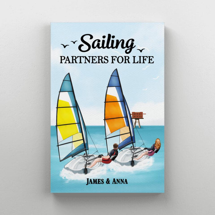 Sailing Partners For Life - Personalized Canvas For Couples, For Him, Her, Sailing, Beach