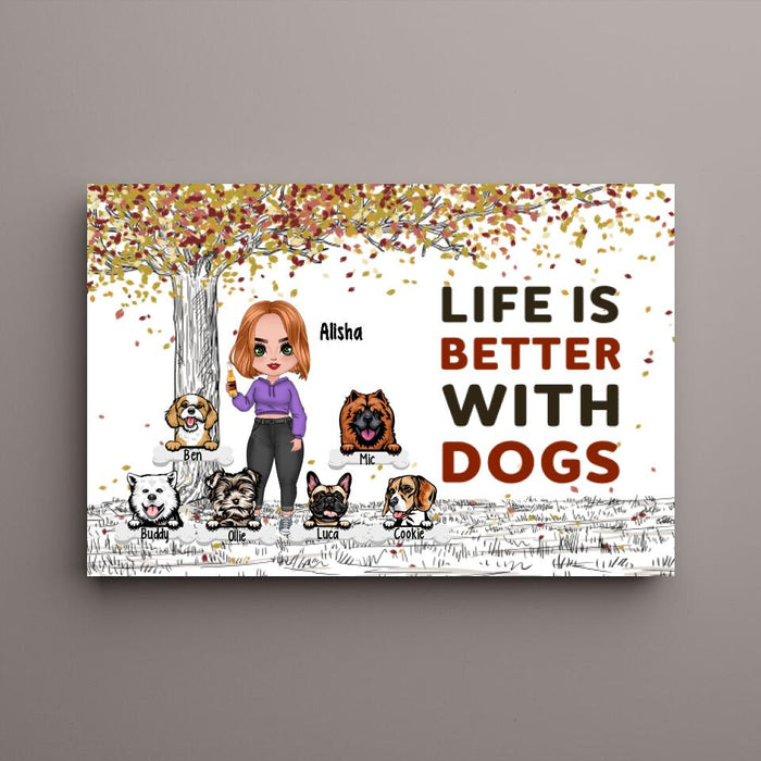 Up To 6 Dogs Just A Girl Who Loves Dogs - Personalized Canvas For Her, Dog Mom, Dog Lovers