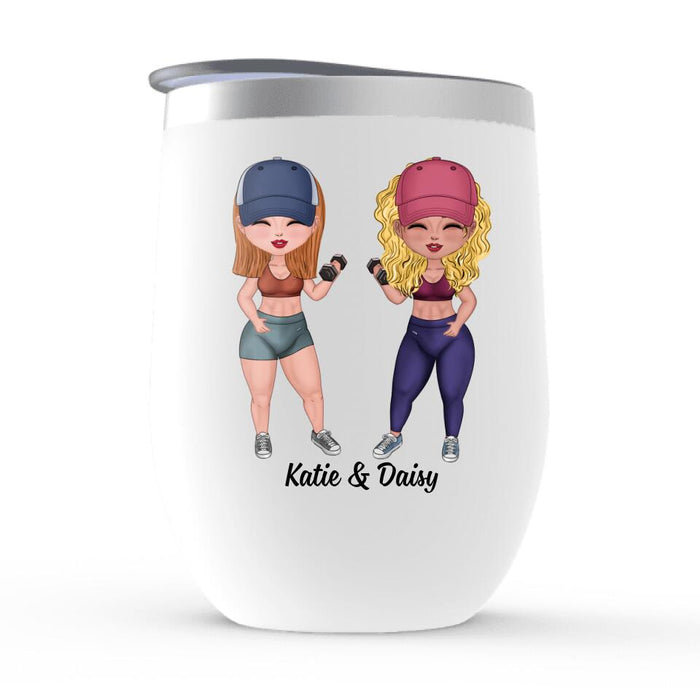 Fitness Friends Train Like A Beast Look Like A Beauty - Personalized Wine Tumbler For Friends, Sisters, Fitness