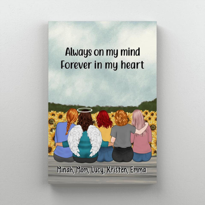 Always On My Mind Forever In My Heart - Personalized Canvas For Mom, Daughters, Mother's Day