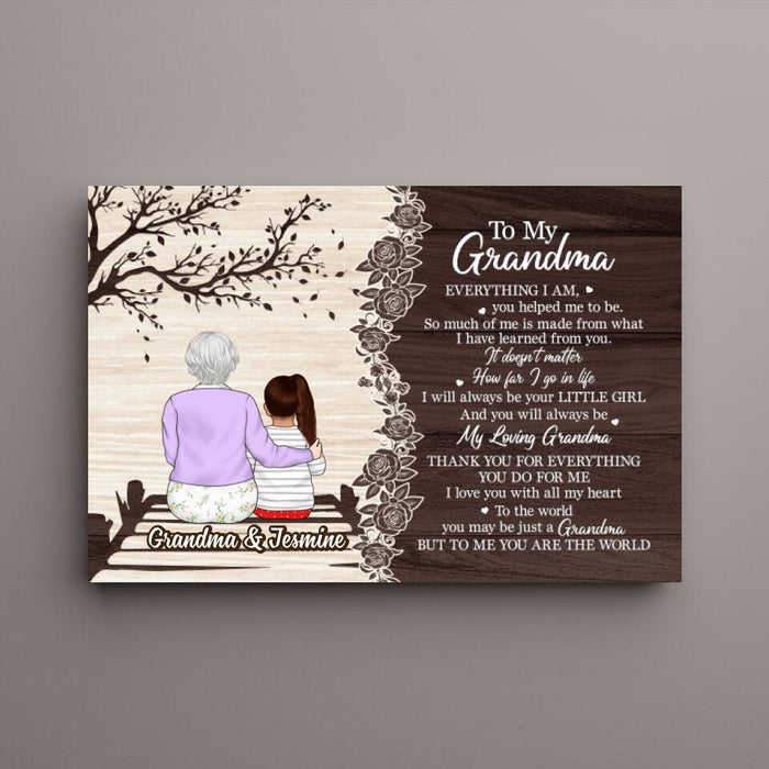 Grandma To Me You Are The World - Personalized Canvas For Grandma, For Mom, Mother's Day