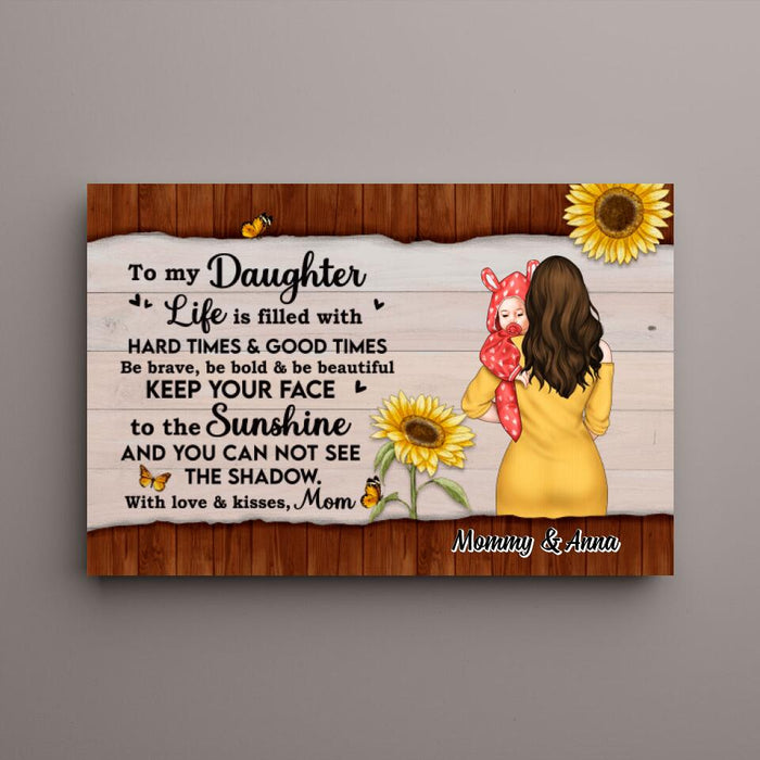 To My Daughter With Love & Kisses - Personalized Canvas For Her, Daughter, Mom