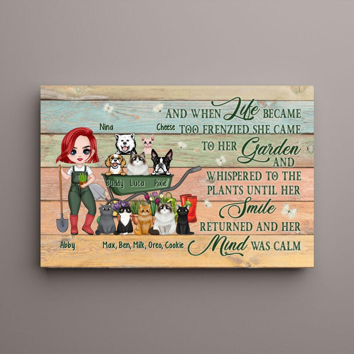 Up To 10 Pets And When Life Became Too Frenzied - Personalized Canvas For Her, Dog Mom, Cat Mom, Gardener