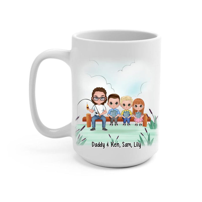 Up To 3 Kids My Hero My Friend My Dad - Personalized Mug For Dad, Fishing , Father's Day