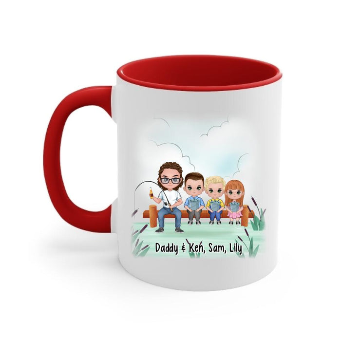 Up To 3 Kids My Hero My Friend My Dad - Personalized Mug For Dad, Fishing , Father's Day