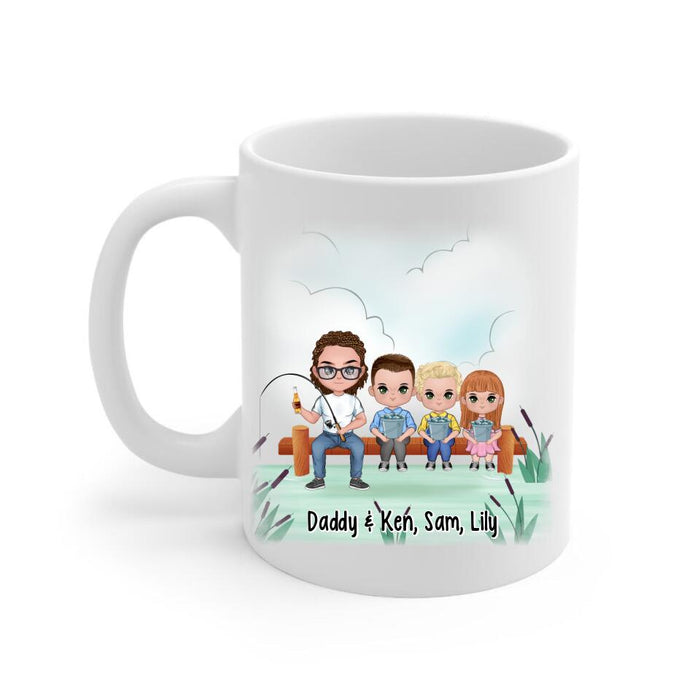 Up To 3 Kids My Hero My Friend My Dad - Personalized Mug For Dad, Fishing , Father's Day