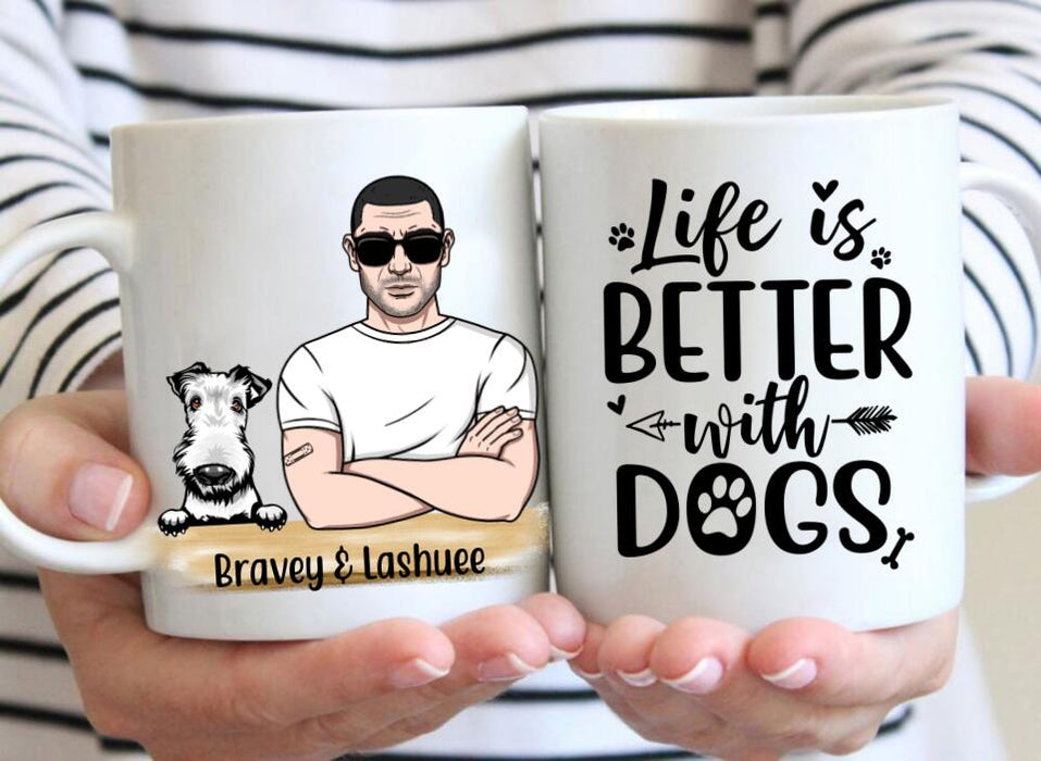 Life Is Better With Dogs - Personalized Mug For Dog Dad, Father's Day