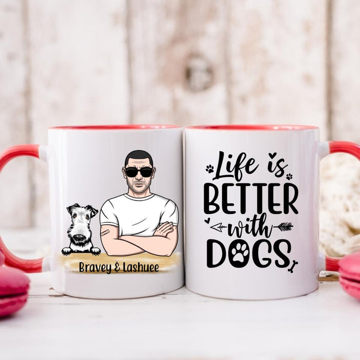 Life Is Better With Dogs - Personalized Mug For Dog Dad, Father's Day