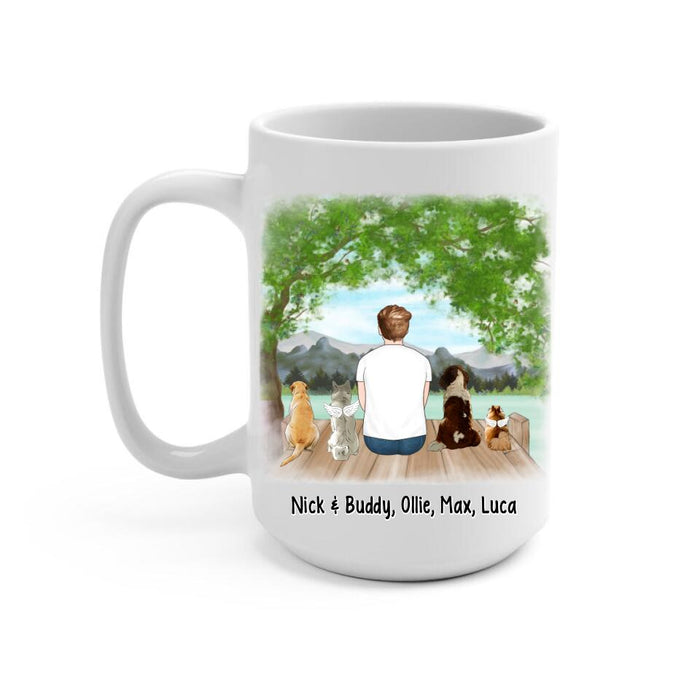 Up To 4 Dogs Happy Further's Day To My Human Now Feed Me - Personalized Mug For Dog Dad, Father's Day