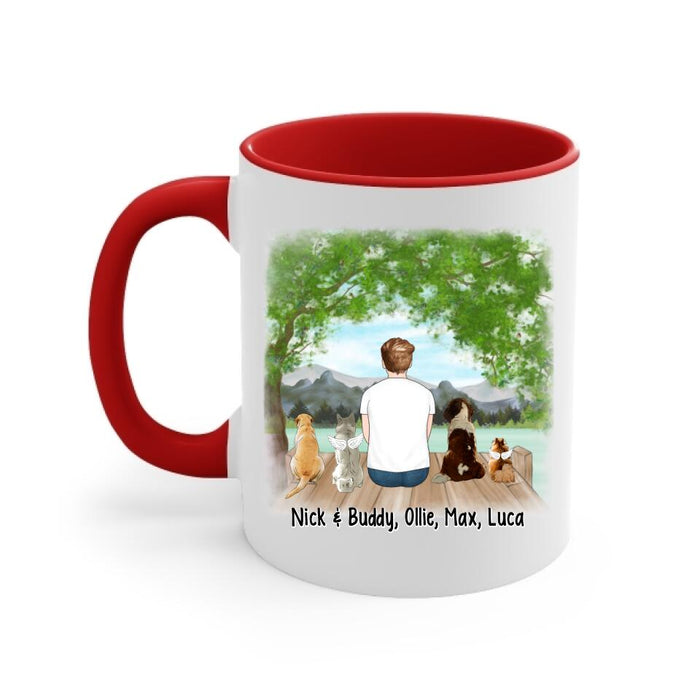 Up To 4 Dogs Happy Further's Day To My Human Now Feed Me - Personalized Mug For Dog Dad, Father's Day