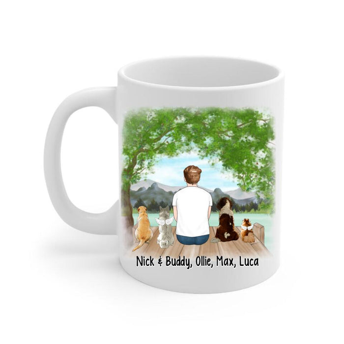 Up To 4 Dogs Happy Further's Day To My Human Now Feed Me - Personalized Mug For Dog Dad, Father's Day