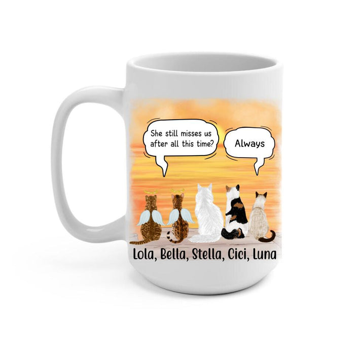 Memorial Cats In Conversation - Personalized Mug Cat Lovers, Memorial