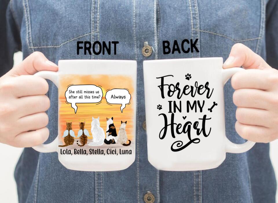 Memorial Cats In Conversation - Personalized Mug Cat Lovers, Memorial