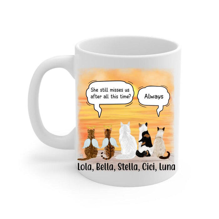 Memorial Cats In Conversation - Personalized Mug Cat Lovers, Memorial