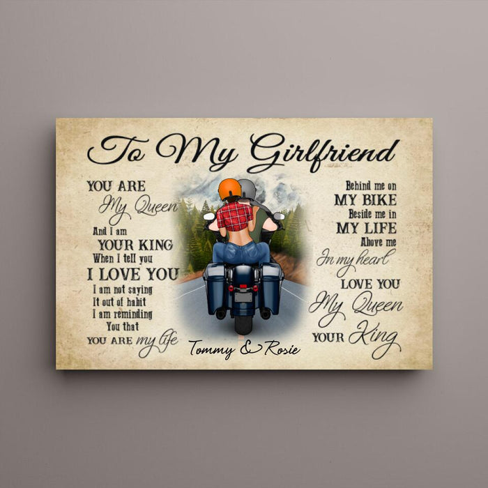 Personalized Canvas, Motorcyle Couple, Gift for Biker  Wife, Motorcycle Lovers, Riding Couple