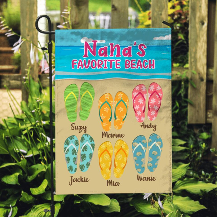 Nana's Favorite Beach - Personalized Gifts Custom Garden Flag for Grandma